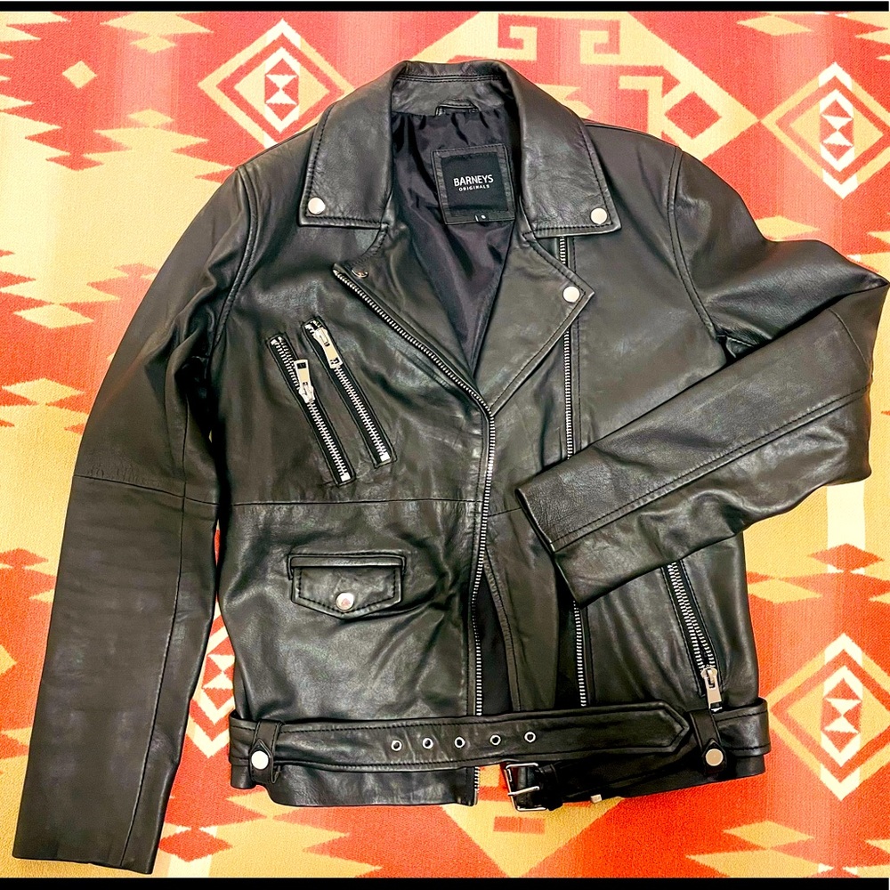 Barney’s Originals Unisex Leather Biker Jacket Size Small